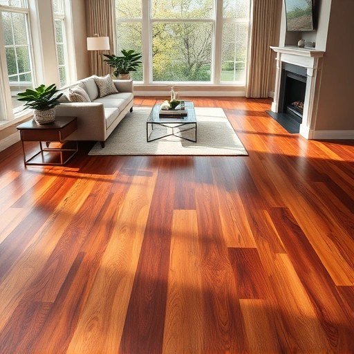 Custom hardwood flooring installation in Mt Prospect, IL featuring rich polished planks and elegant decor.