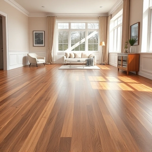 Hardwood floor installation in Algonquin IL showcasing rich wood tones, intricate grain, and modern room decor.