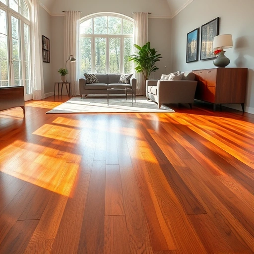Beautifully polished hardwood floor in Algonquin IL with warm finish, elegant decor, and natural lighting.