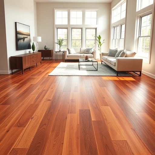 Custom hardwood flooring installation in an elegant Huntley IL home with polished wood grains and minimalistic decor.