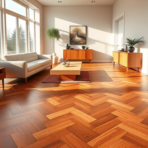 Custom hardwood flooring installation in Crystal Lake IL, featuring warm tones, elegant furniture, and natural light.