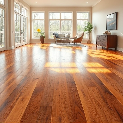 Spacious room in Algonquin IL featuring polished hardwood floors, large windows, and soft neutral walls.