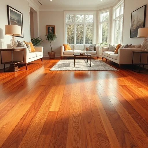 Hardwood floor water damage repair in Algonquin IL, showcasing rich wood grain and elegant modern decor.