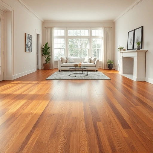 Custom hardwood flooring installation in Cary IL showcased in an elegant living room with warm tones and natural light.