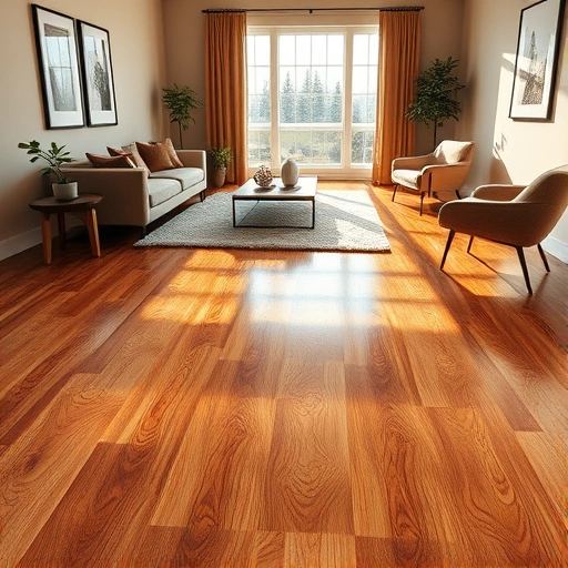 Custom hardwood flooring installation in Highwood IL featuring rich wood grain, elegant furniture, and warm lighting.