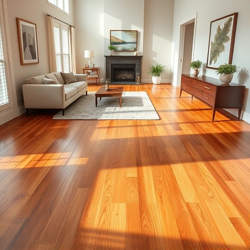 Custom hardwood flooring installation in Waukegan IL features polished oak boards and elegant minimalist decor.