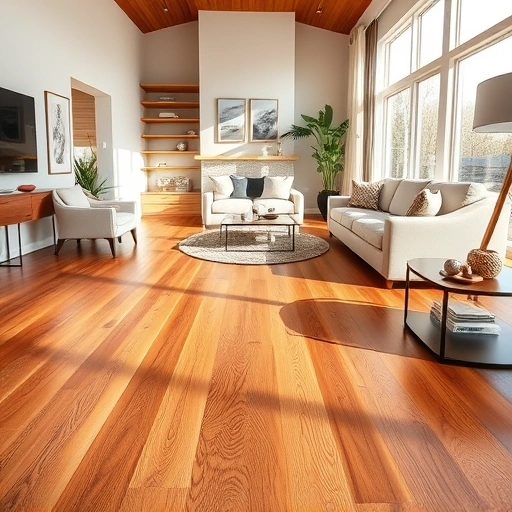 Beautiful hardwood flooring installation in a modern Kildeer living room with rich tones and elegant decor.