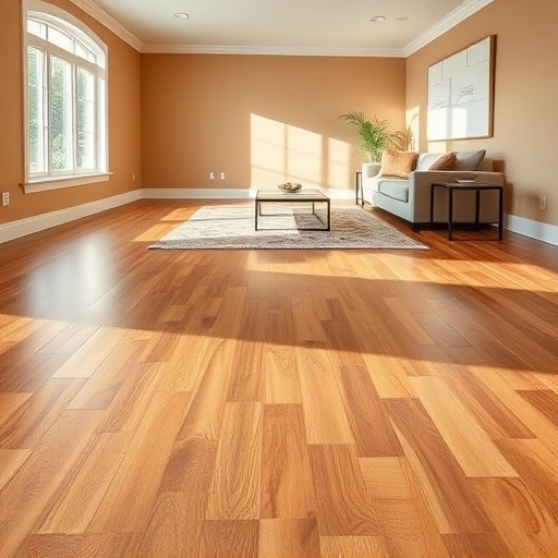 Hardwood flooring installation in Arlington Heights IL with deep-toned oak planks and a stylish living room ambiance.