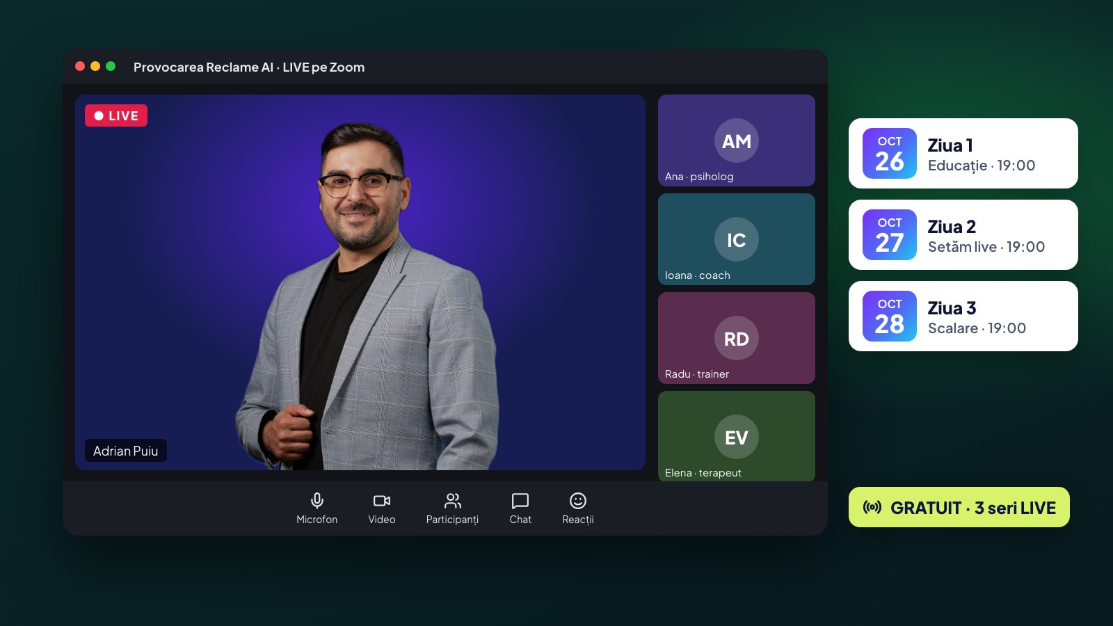 Cele 3 seri LIVE gratuite