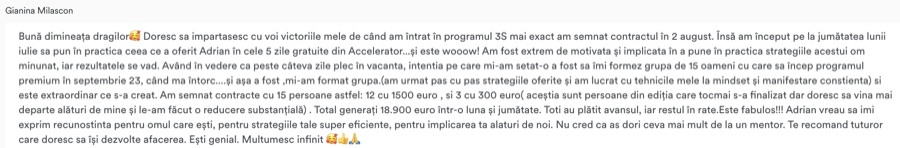 Poveste de succes Gianina Milașcon