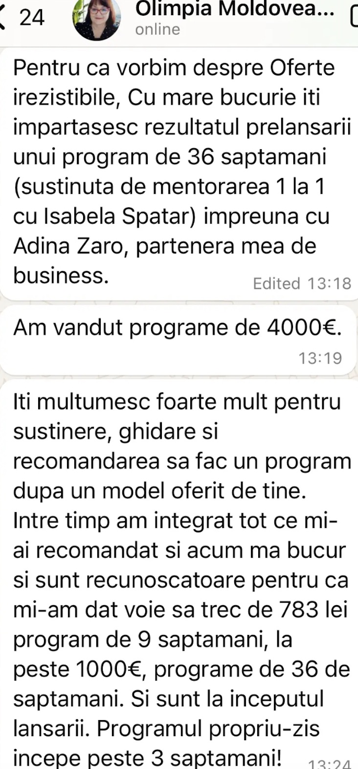 Poveste de succes Olimpia Moldoveanu