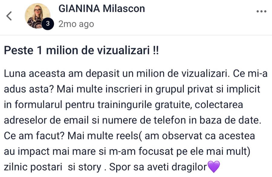 Poveste de succes Gianina Milașcon