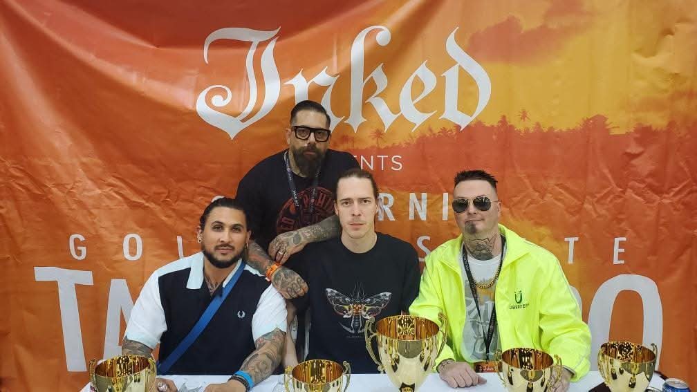Derek Entenmann at a tattoo convention in California