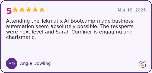 Tekmatix Google review