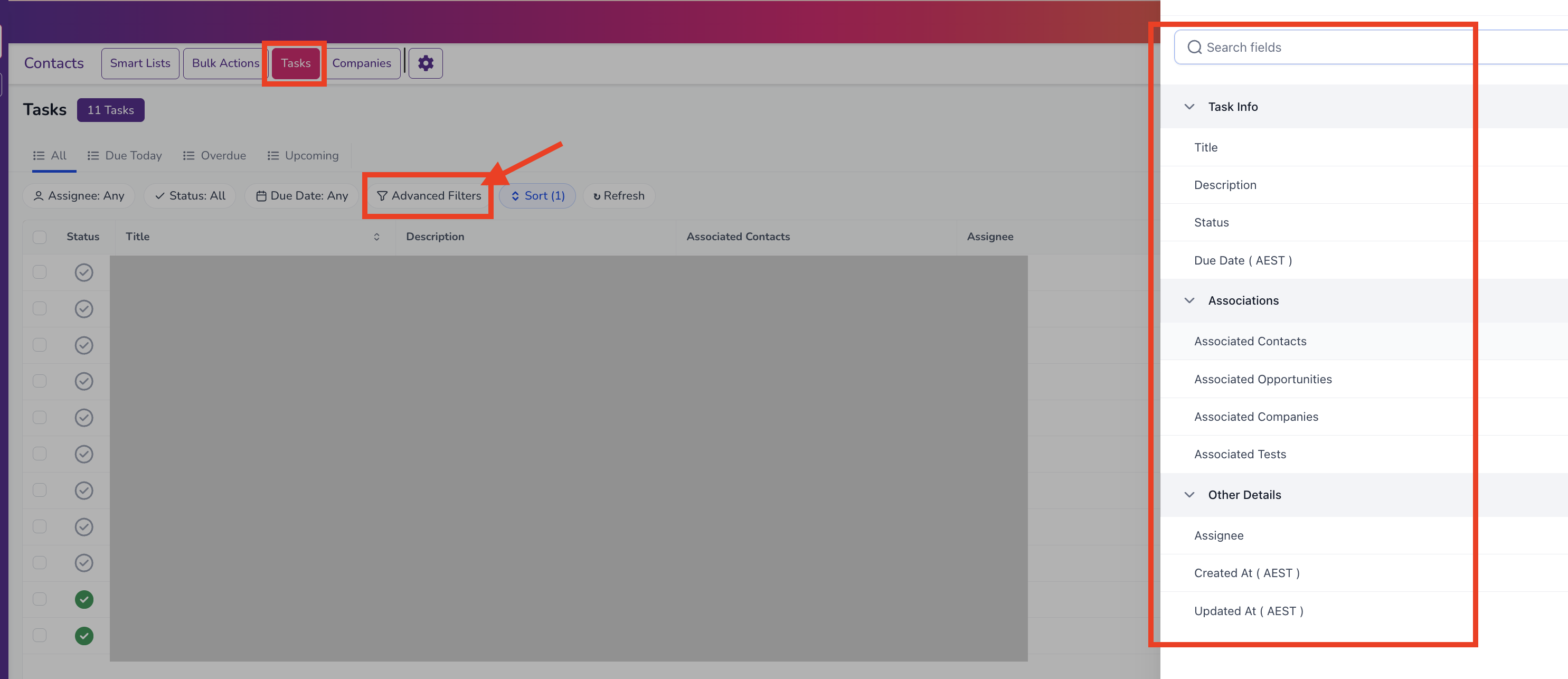 Task Advanced Filters