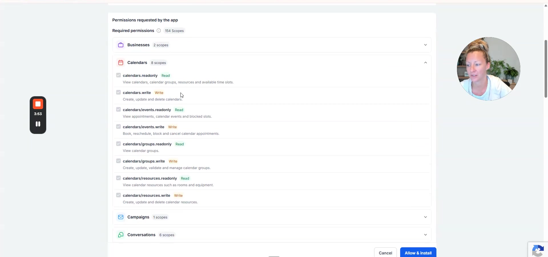 Expanded calendar read and write permission descriptions