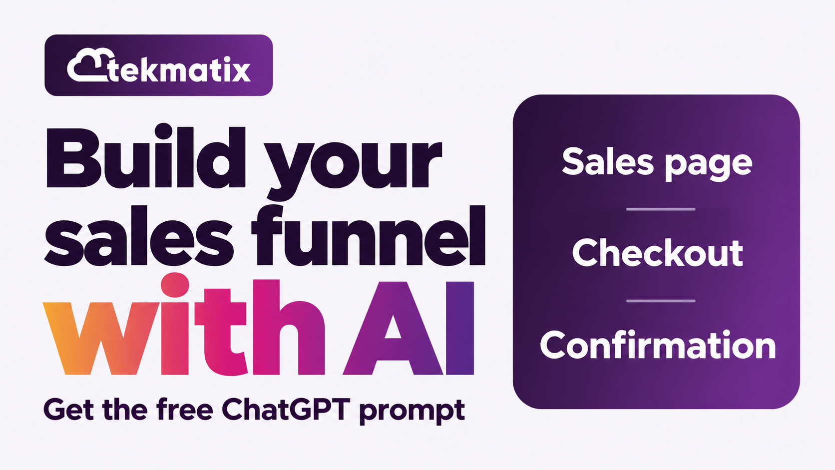 Build your sales funnel with AI: sales page, checkout and confirmation