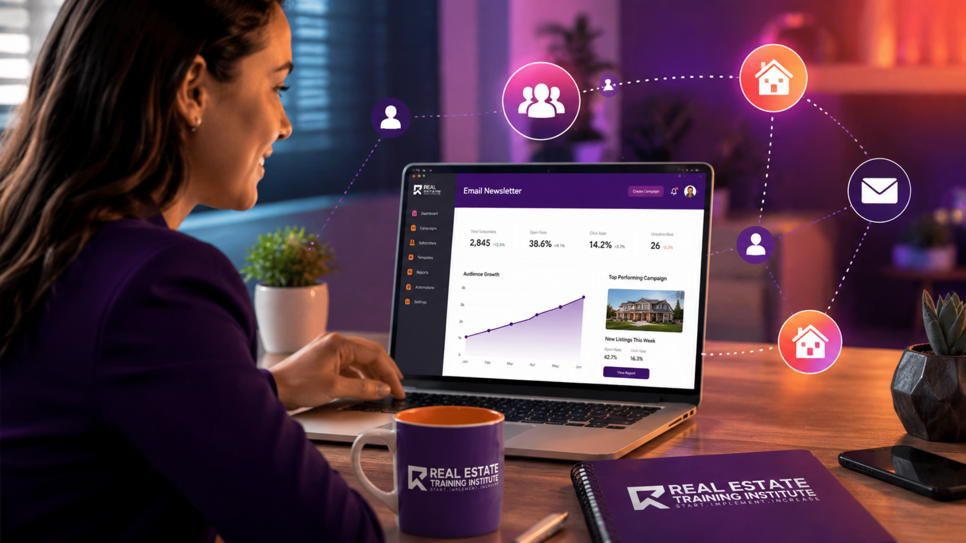 South African real estate agent using an email newsletter dashboard to grow leads, nurture clients and promote property listings with RETI. South African real estate agent using an email newsletter dashboard to grow leads, nurture clients and promote property listings with RETI.