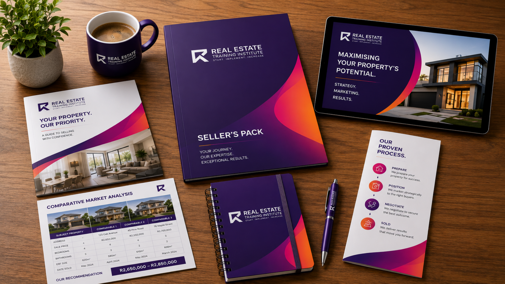 RETI-branded Seller's Pack with comparative market analysis, property guides, brochure and digital presentation tools for professional real estate listing presentations. RETI-branded Seller's Pack with comparative market analysis, property guides, brochure and digital presentation tools for professional real estate listing presentations.