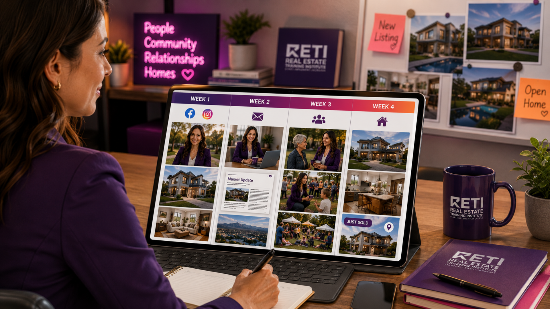 Real estate agent analysing local property market information to establish expertise in a farming area