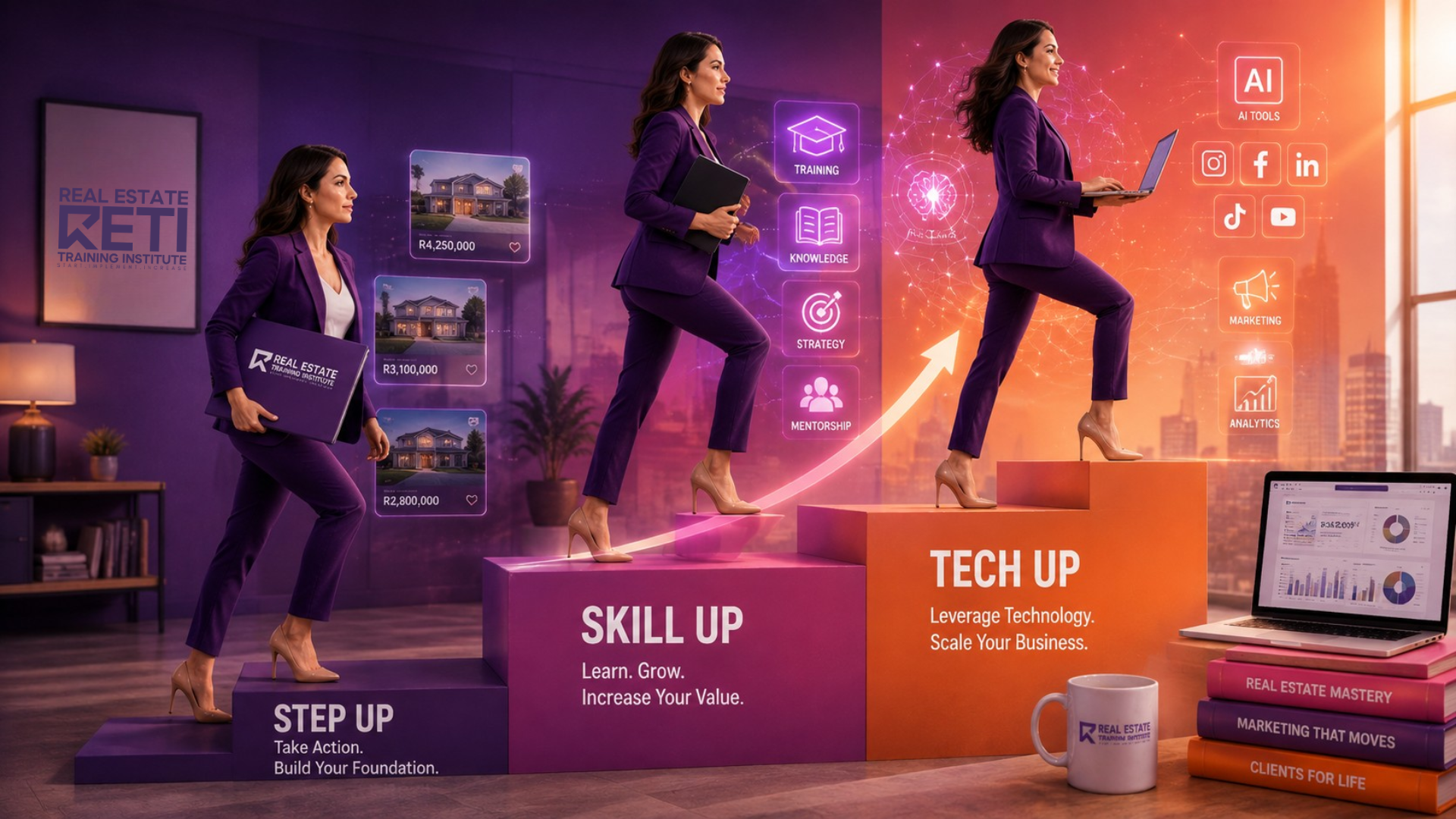 Real estate agent embracing skills and technology to build a modern and successful property business. Real estate agent embracing skills and technology to build a modern and successful property business.