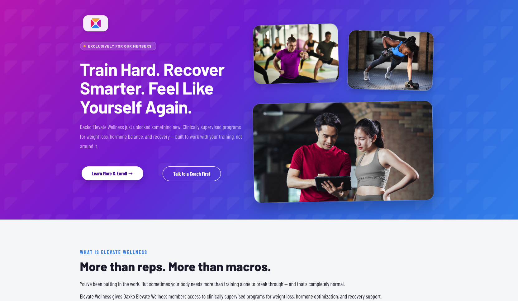 Elevate Wellness landing page