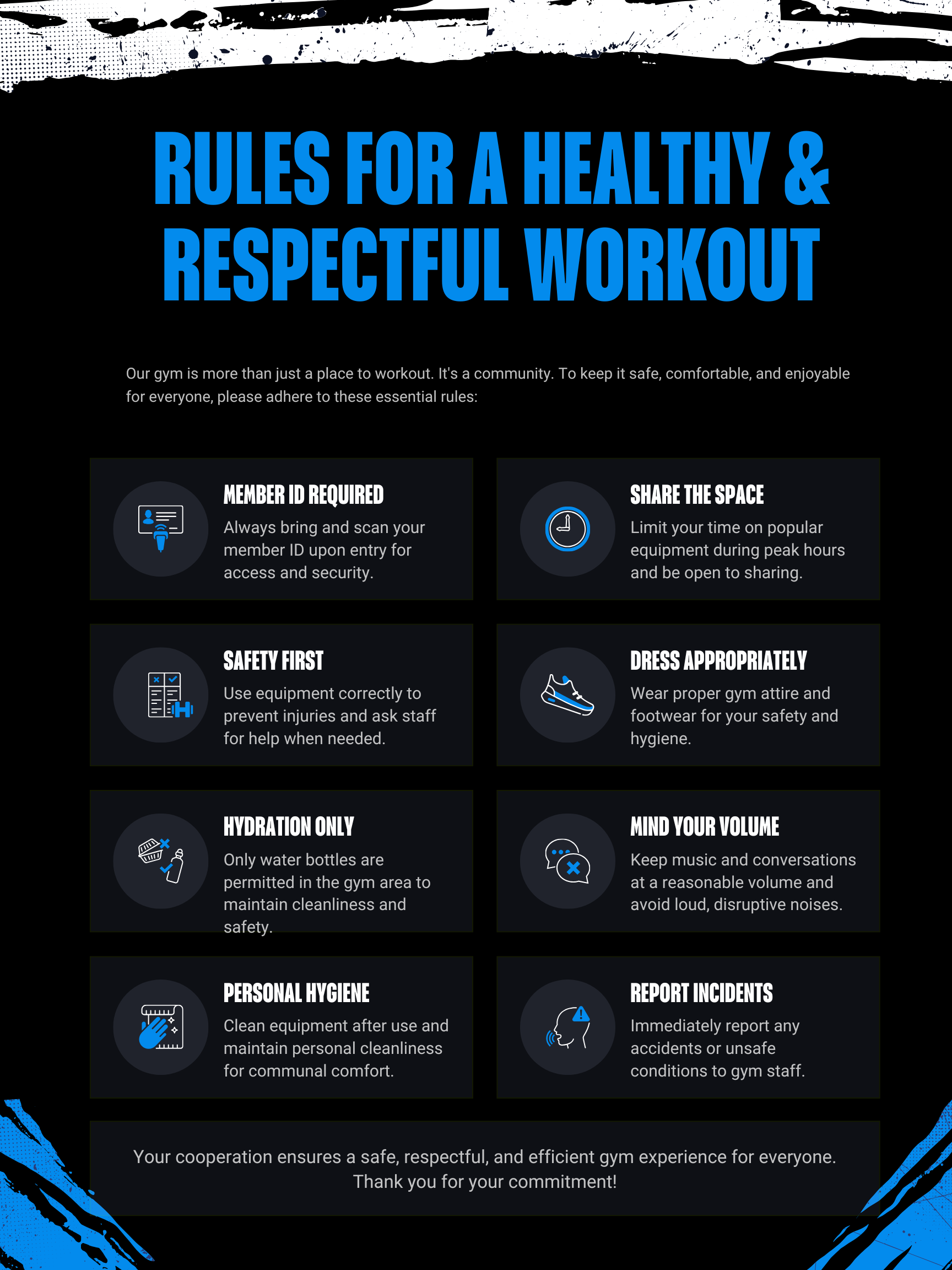 Gym Rules & Etiquette Wall Sign