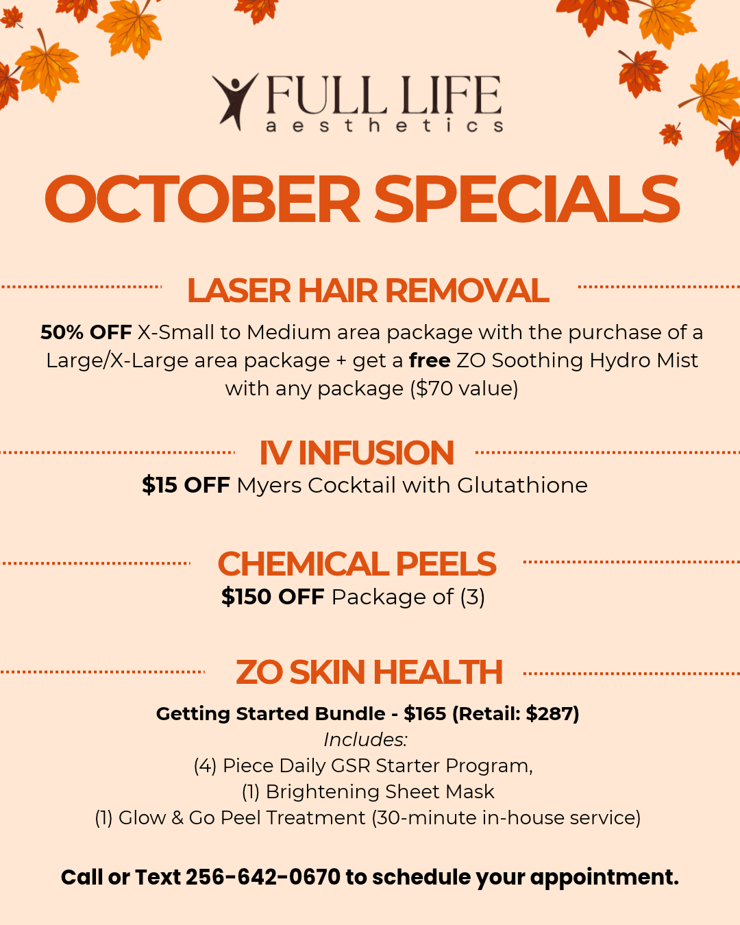 Full Life Aesthetics October Specials
