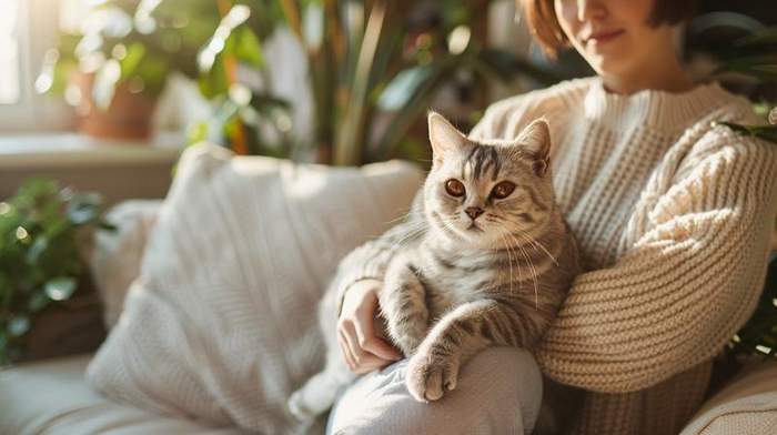 Cat with breeder
