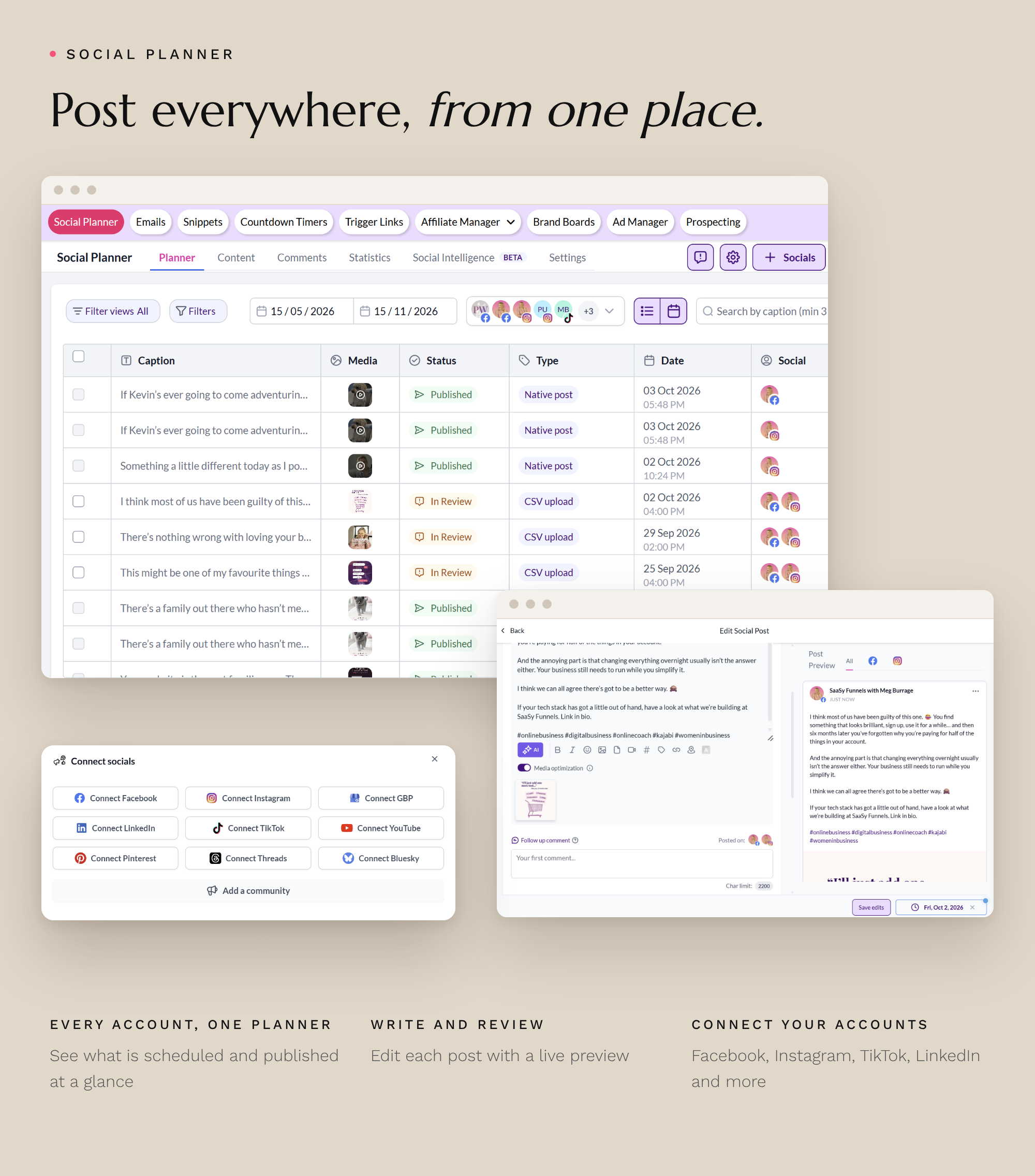Your content, planned in one place.