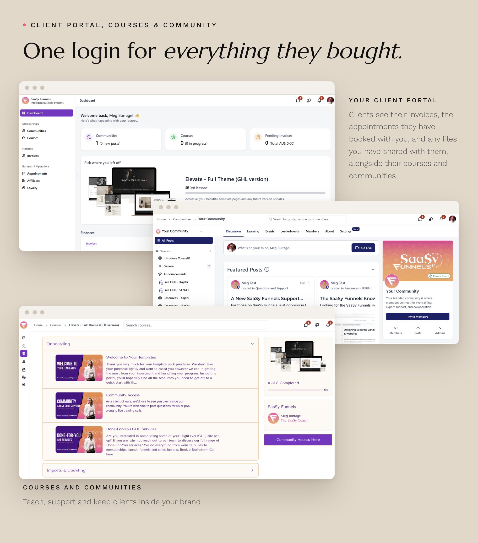 One home for everything you teach and sell.