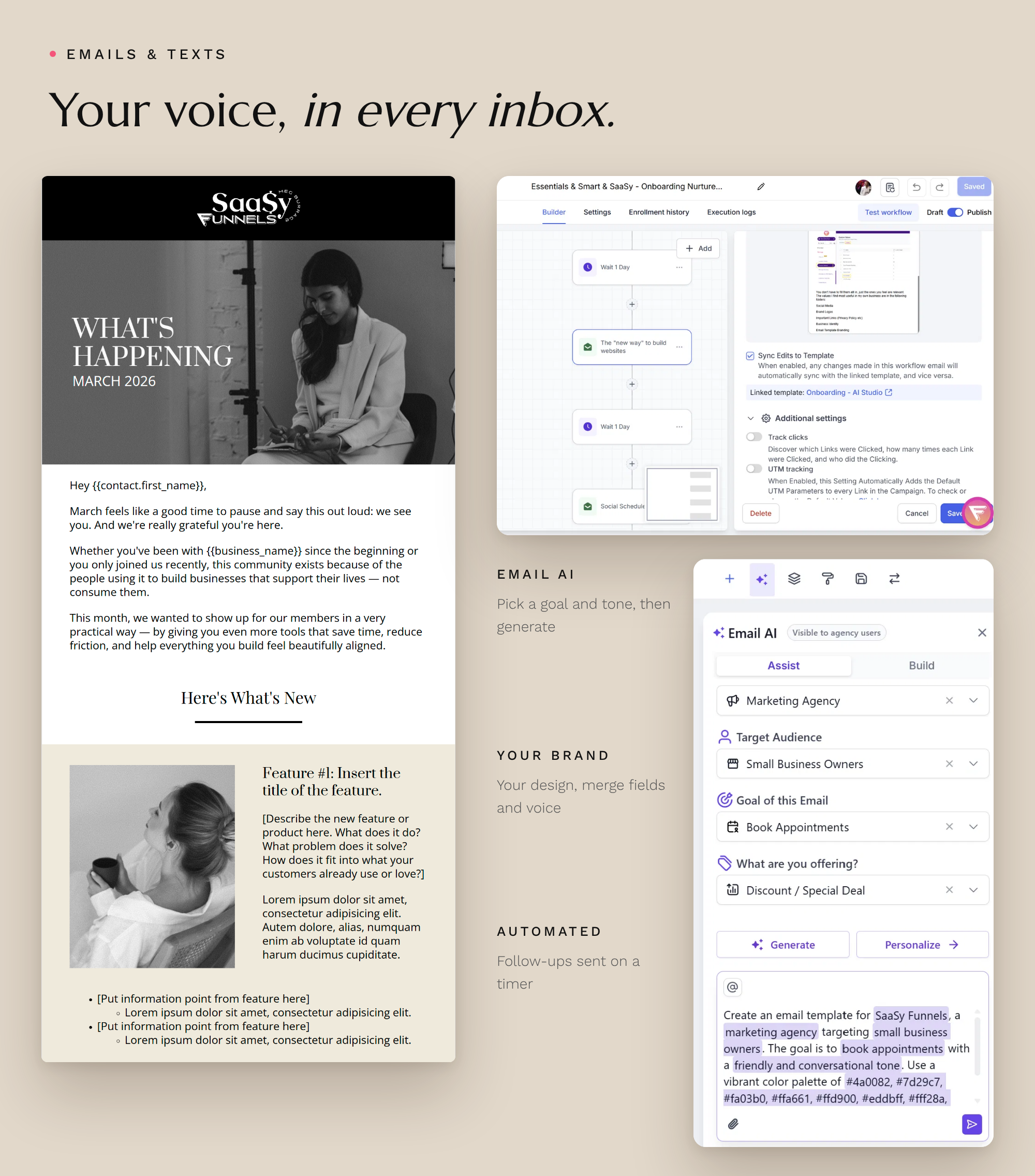 Emails and texts that sound like you.