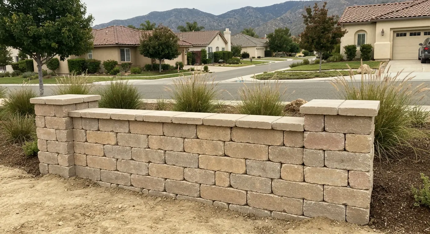 Decorative seating wall with landscaping