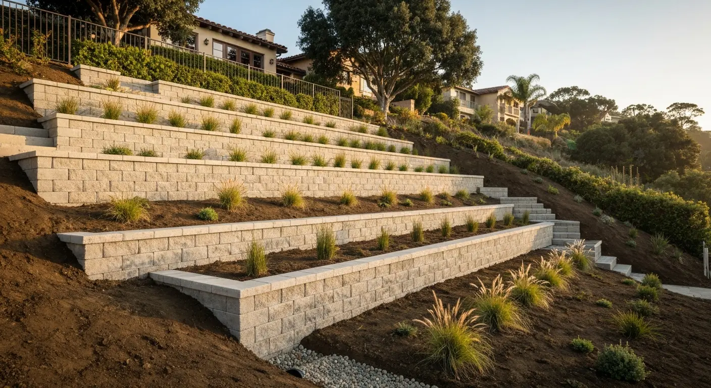 Retaining wall and slope terracing