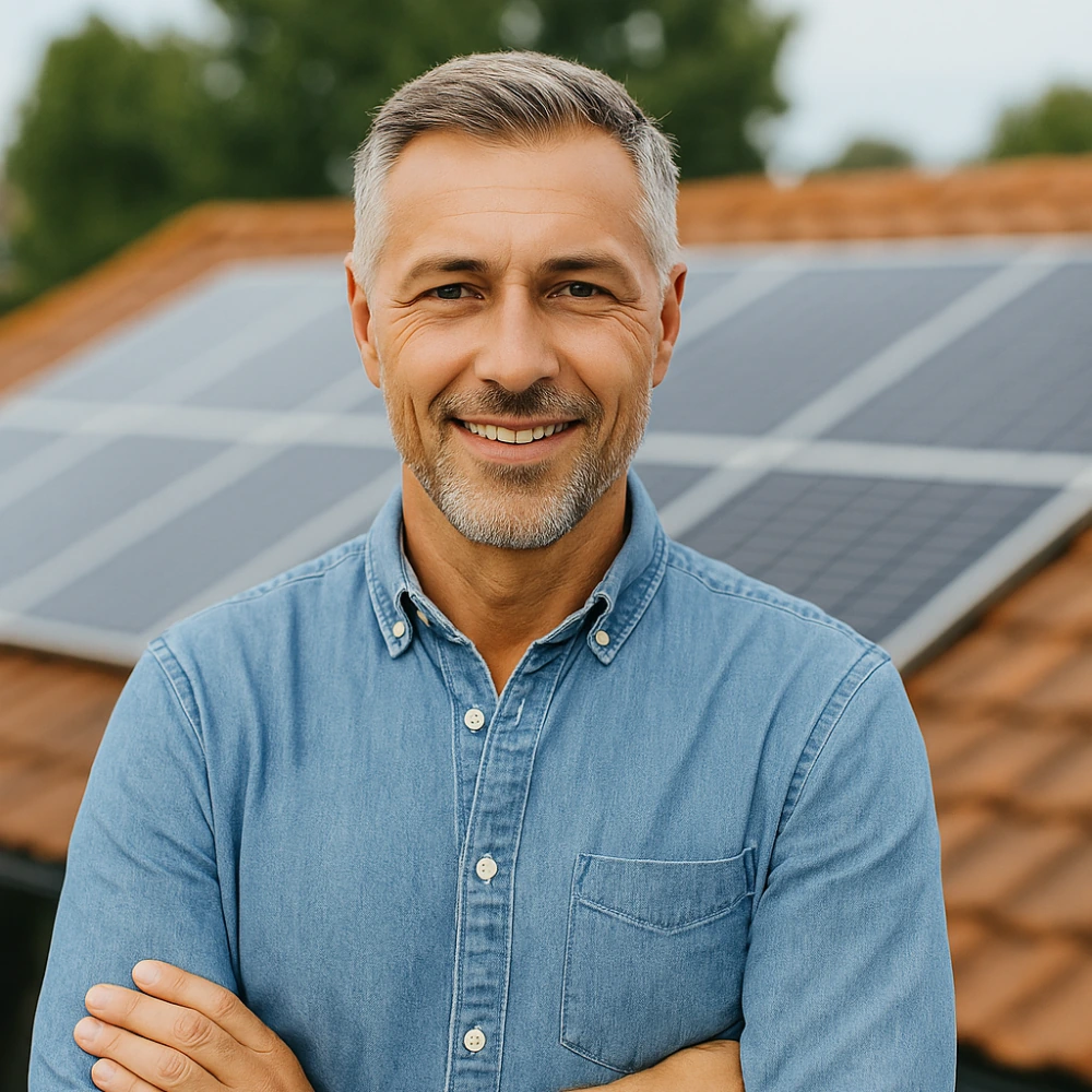 Homeowner with solar panels
