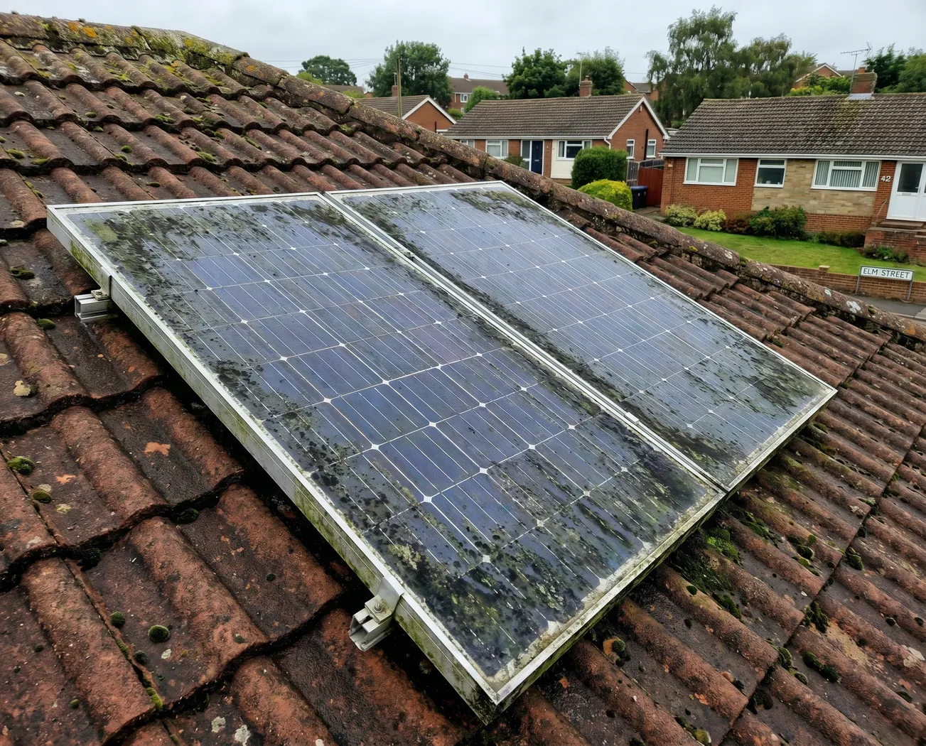 Mould growth on solar panel surface