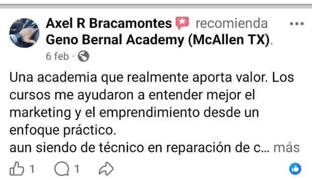 Recomendación de Axel R. Bracamontes en Facebook