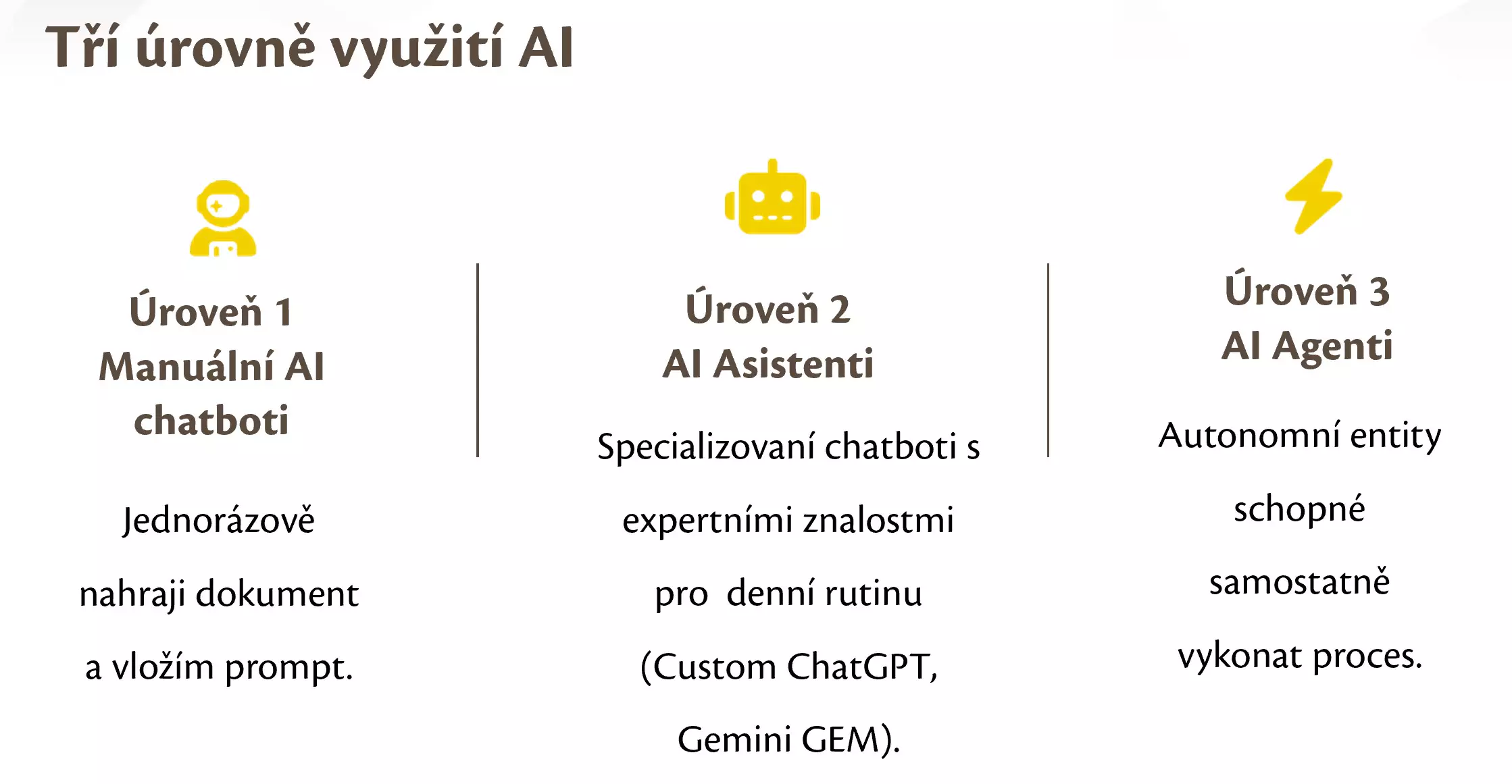 3 úrovně využití AI