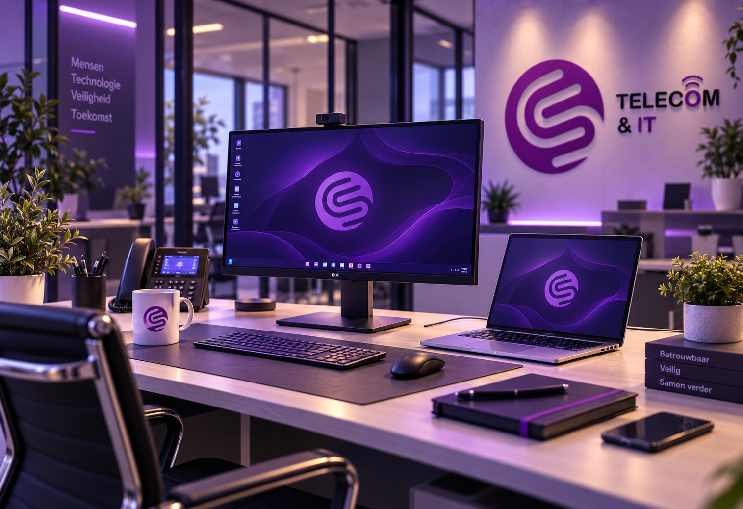 Moderne werkplek van CS Telecom & IT