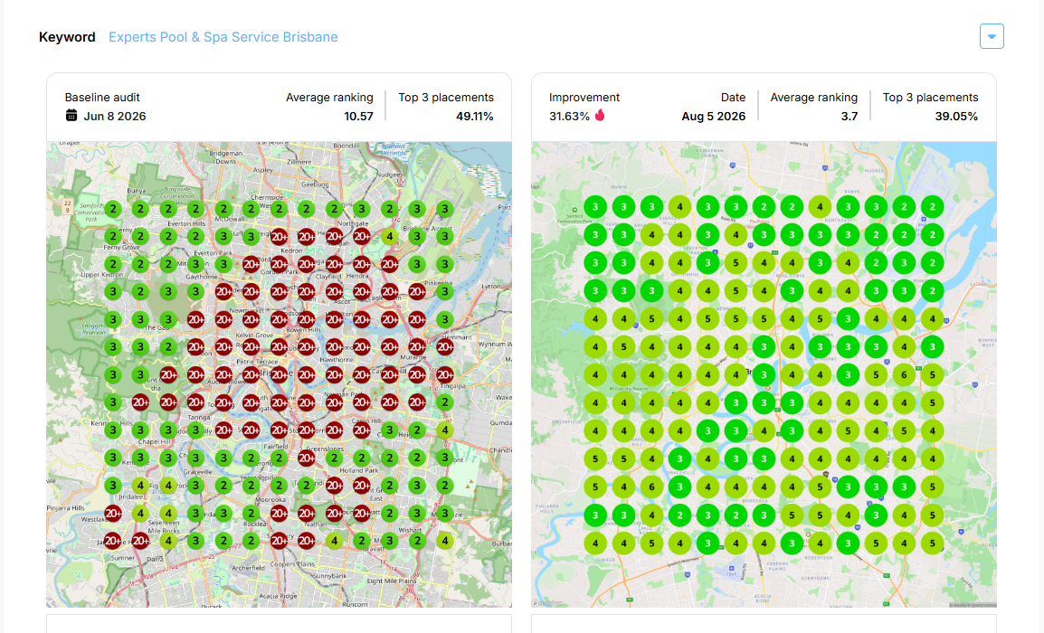 Google Maps Search Ranking Growth for Pool and Spa Service Companies