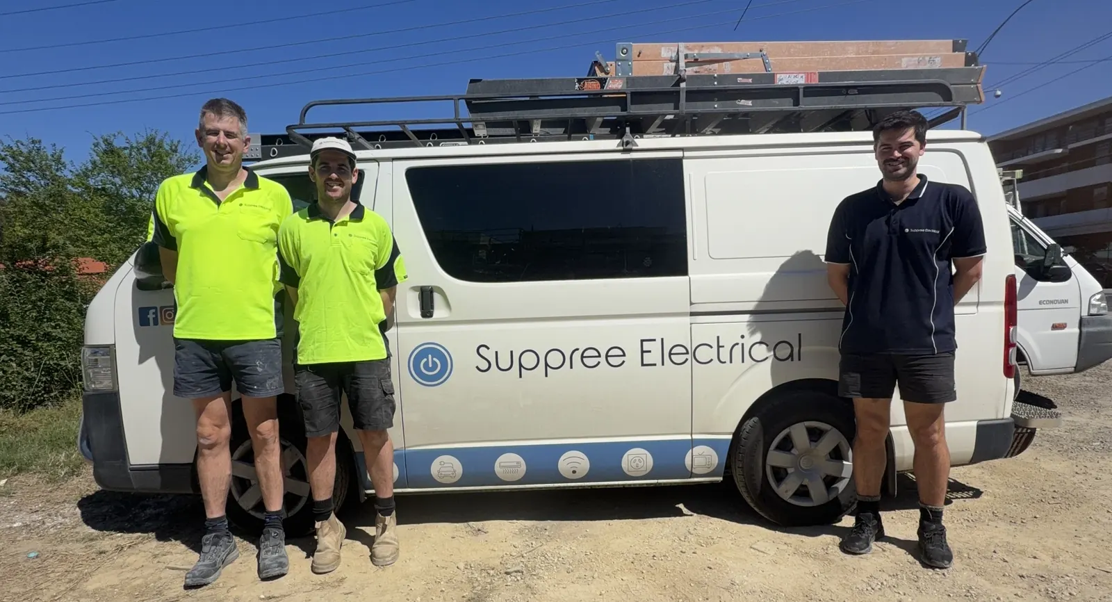 Nick and the Suppree Electrical team in front of the branded van