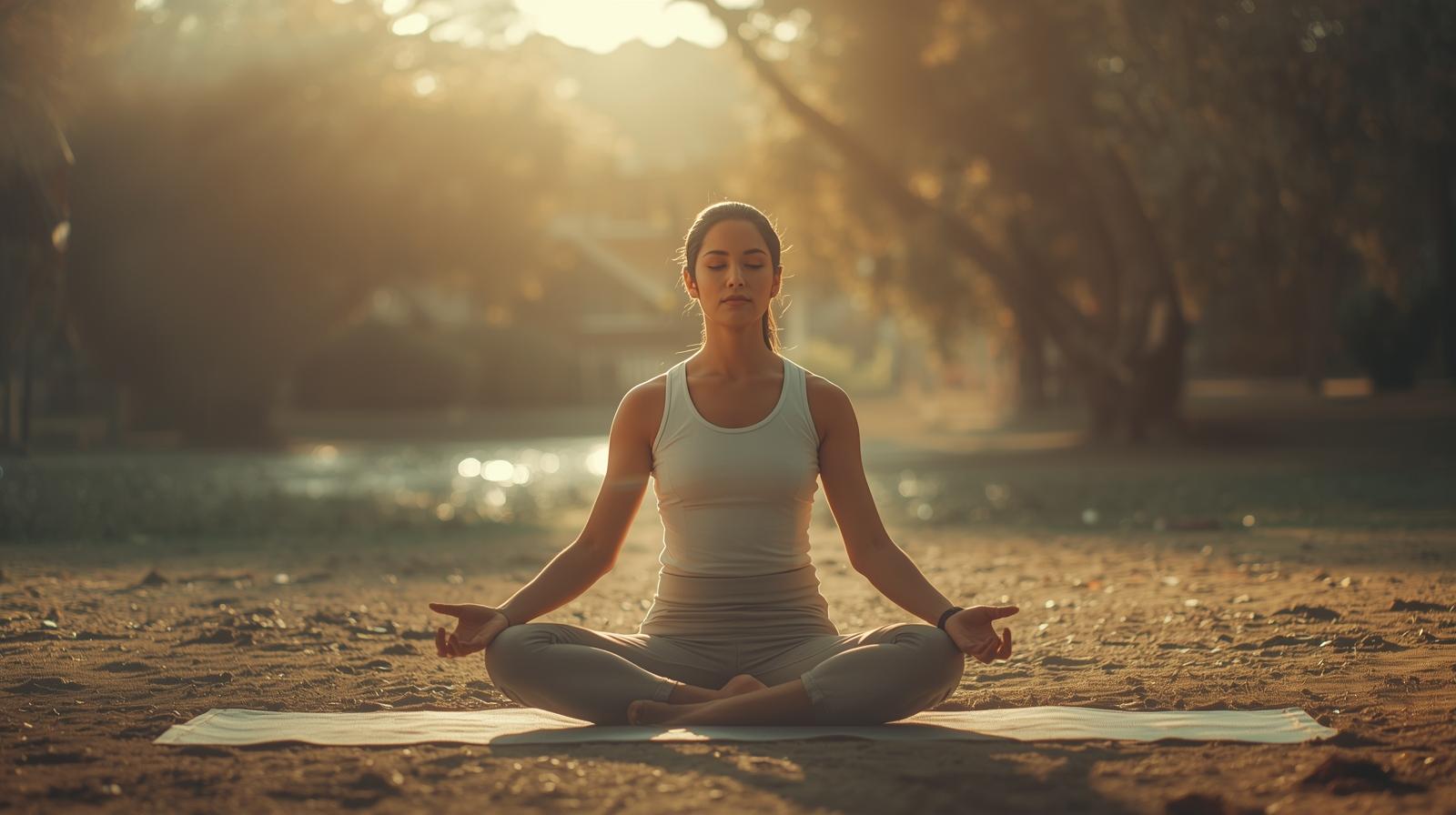 A yogi practicing in a peaceful natural setting