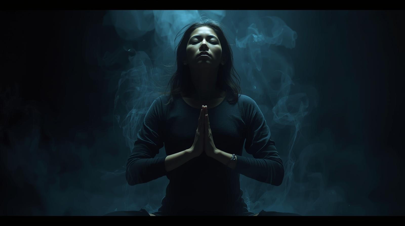Person practicing pranayama breathwork in a peaceful setting