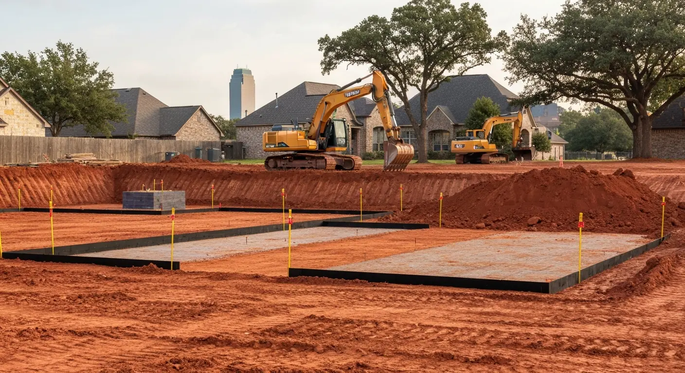 McKinney building site with excavation and soil work