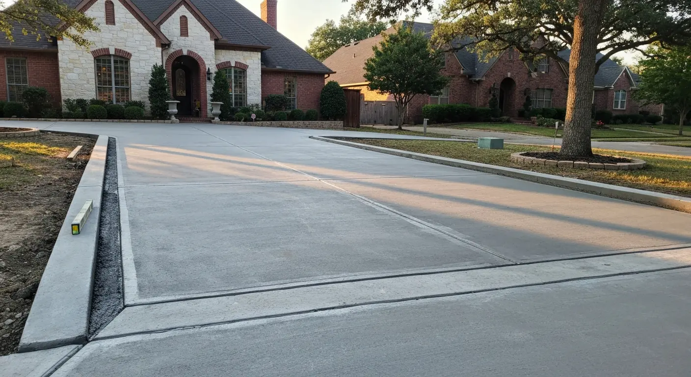 New concrete driveway installation