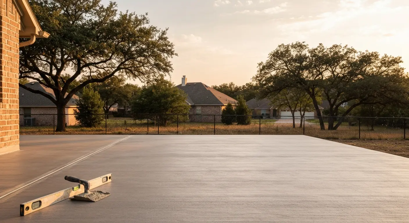 Residential concrete patio installation