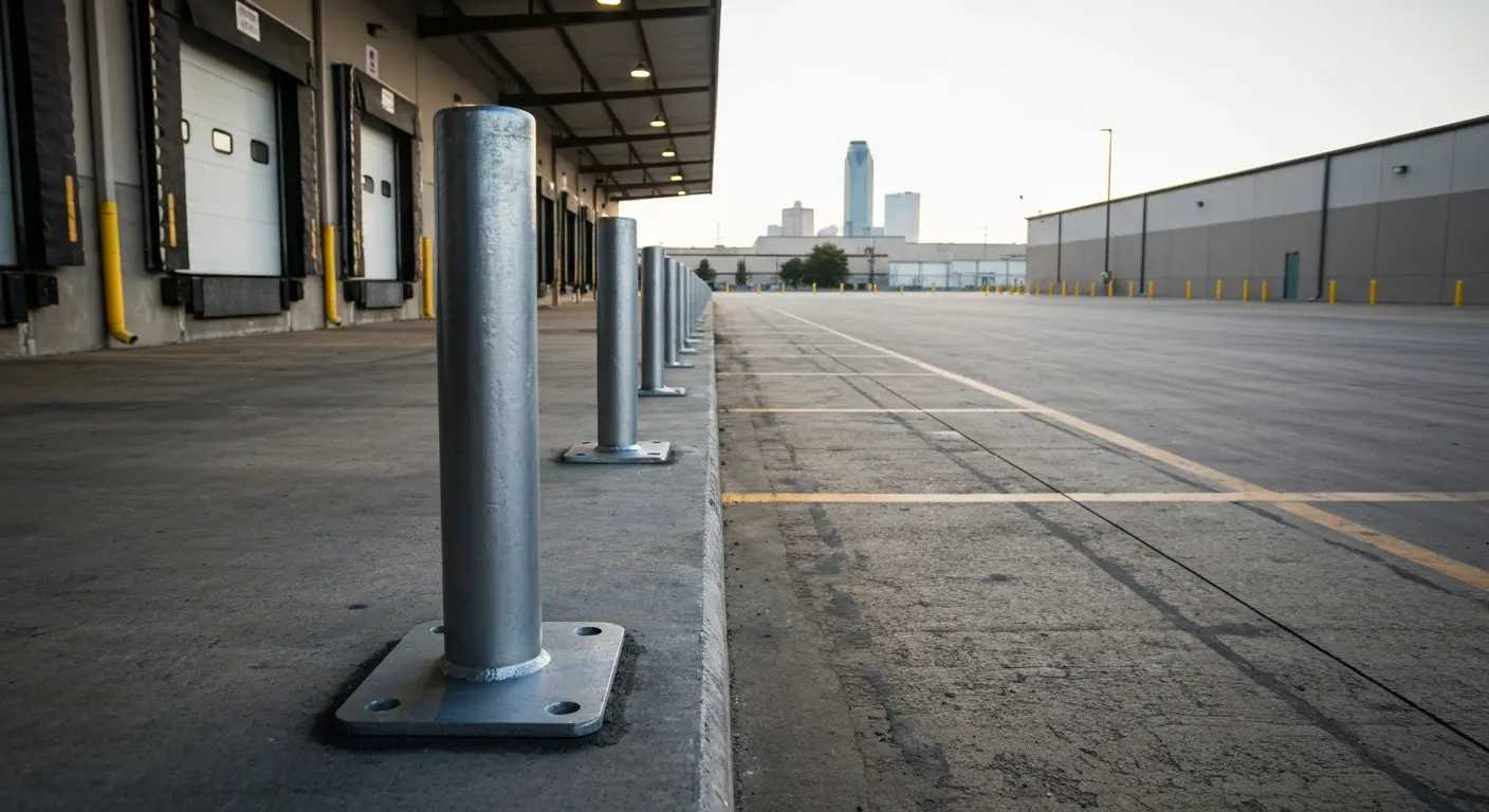 Bollard installation at warehouse loading dock