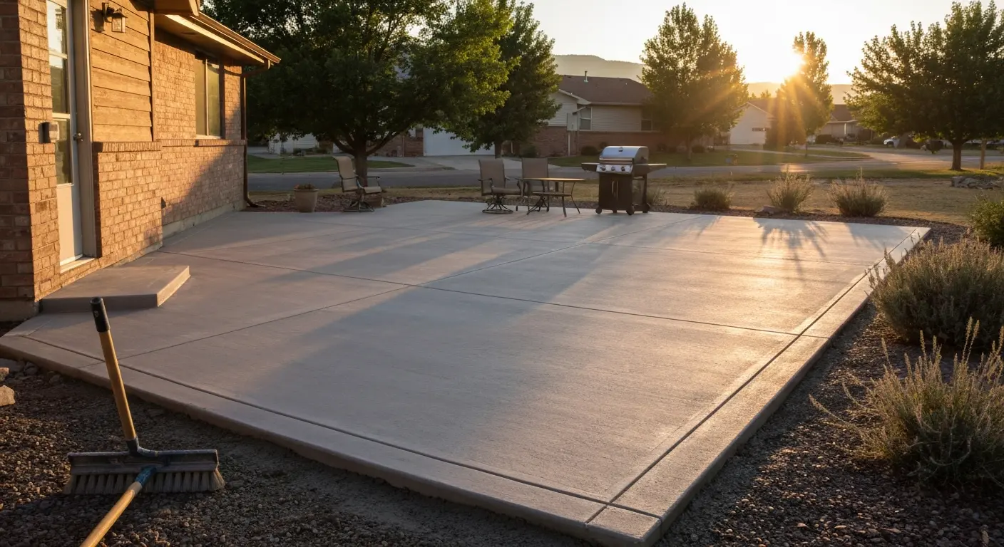 Residential concrete patio in Crandall neighborhood