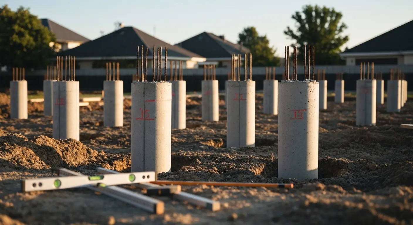 Concrete piers and posts for construction project