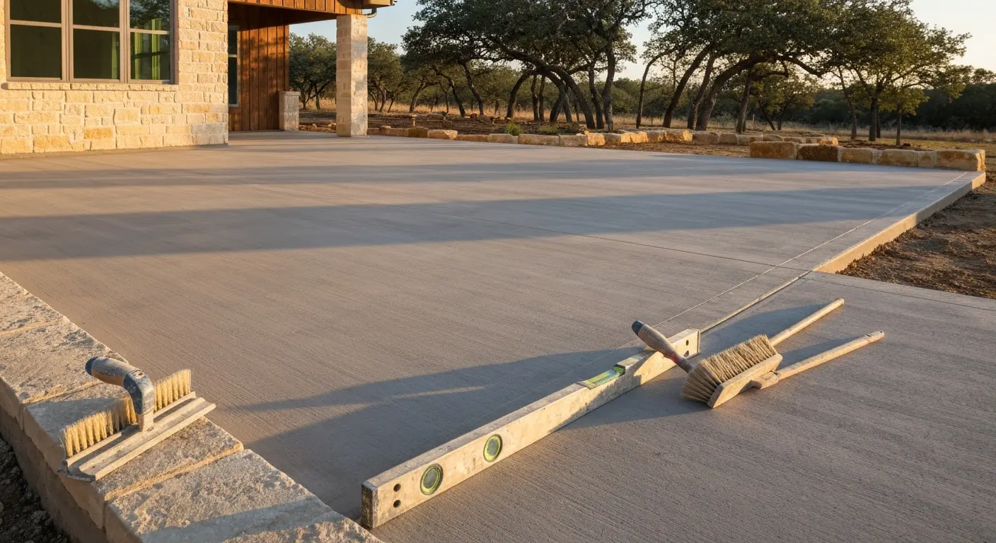 Residential patio concrete installation
